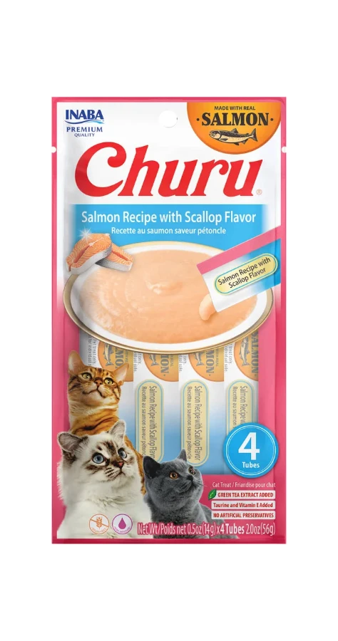 Churu Salmón con Atún Snack Cremoso para Gato | Paquete con 4 Piezas