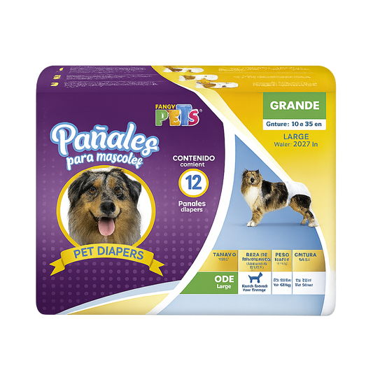 PAÑALES P/PERRO GDE 12 PZAS