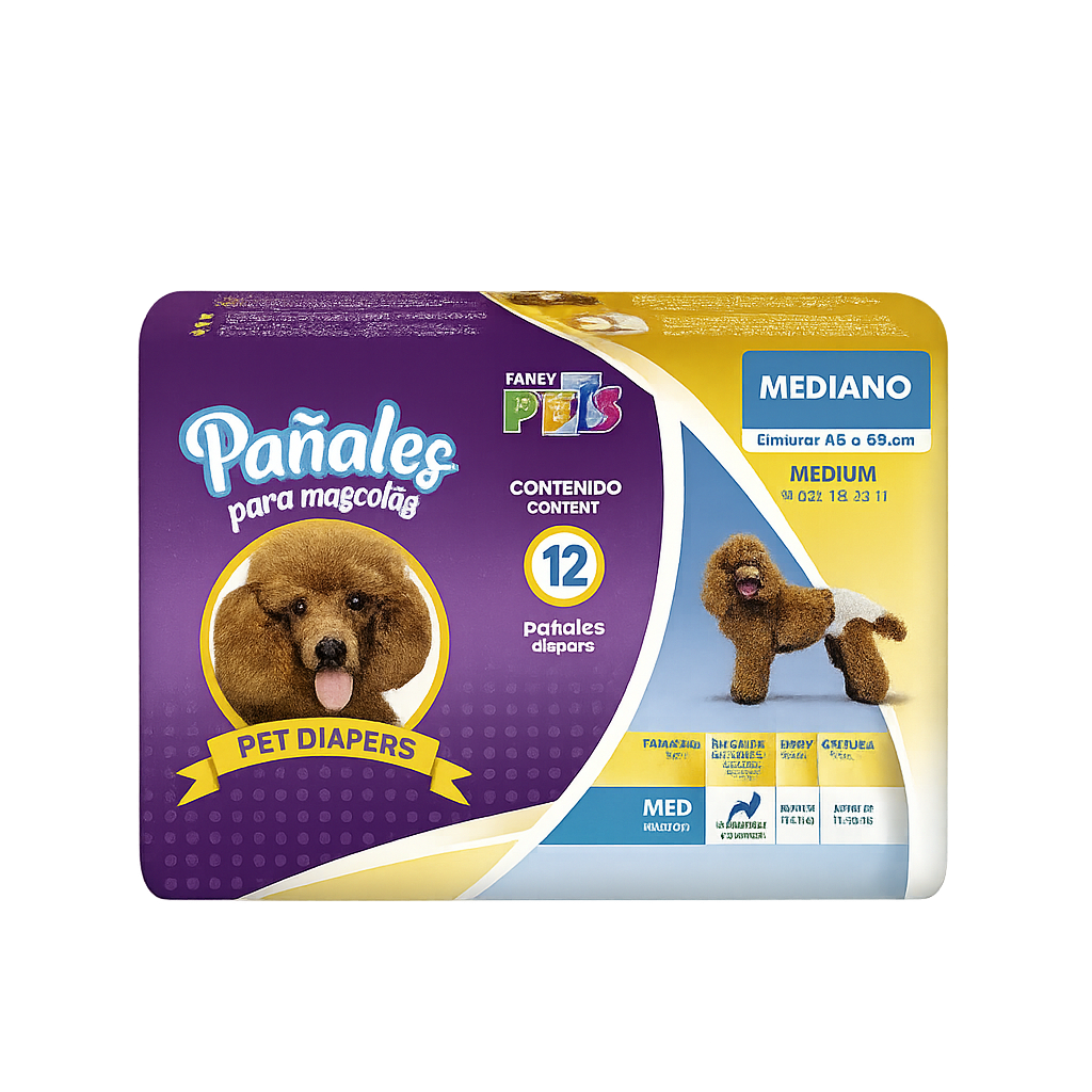 PAÑALES P/PERRO MD 12 PZAS