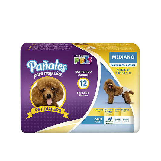 PAÑALES P/PERRO MD 12 PZAS