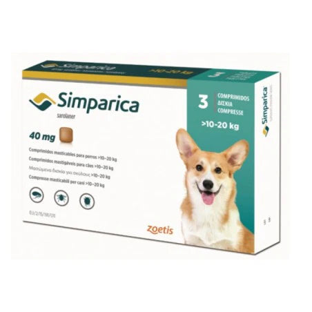 Simparica 3 tabletas 10 a 20 kg (40 mg)