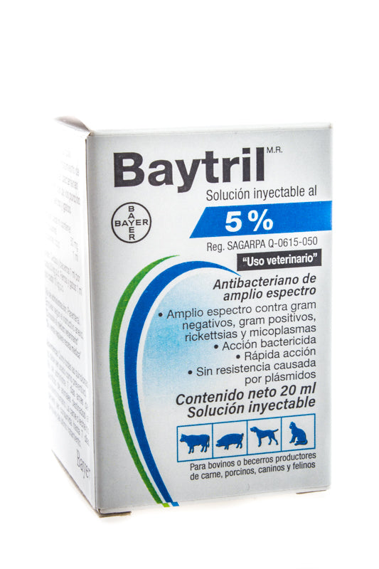 BAYTRIL SOL INY 5% 20 ML