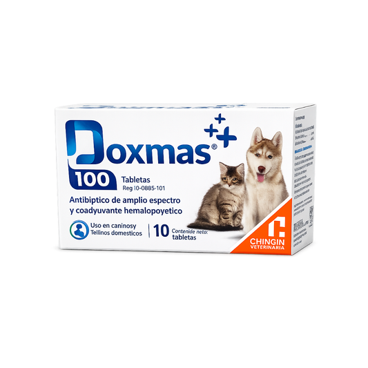 DOXMAS 100 Doxiciclina con Complejo B para Perros y Gatos | 10 Tabletas