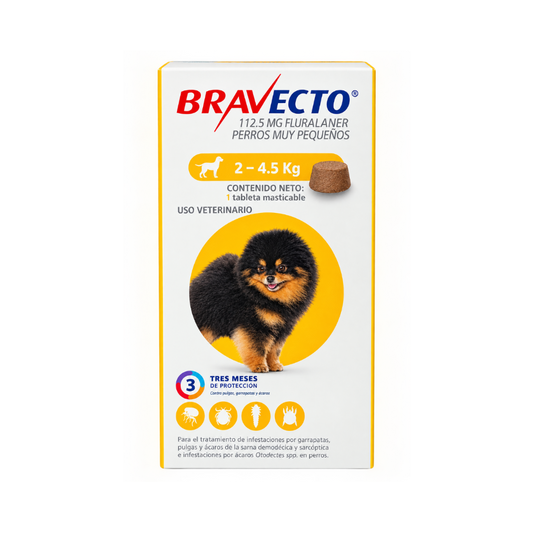 Bravecto 3M 112.5 mg para Perro | 2 a 4.5 kg