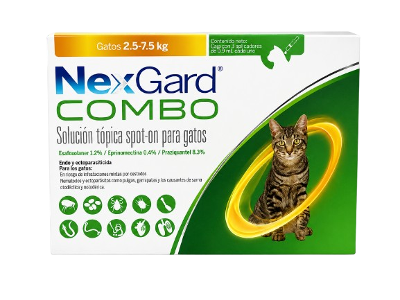 NexGard Combo 2.5 a 7.5 kg para Gato | 3 Pipetas