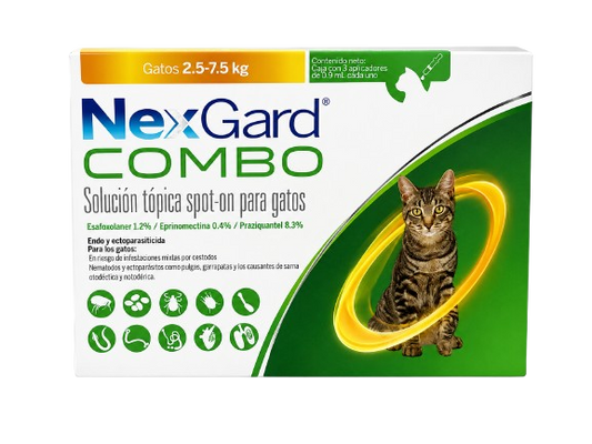NexGard Combo 2.5 a 7.5 kg para Gato | 3 Pipetas