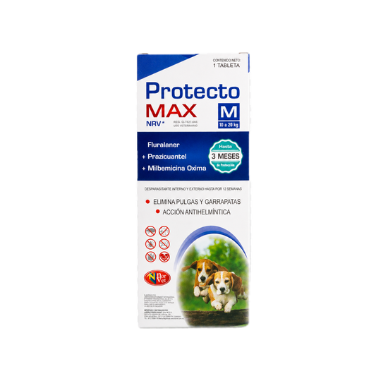 Protecto Max M Desparasitante Interno y Externo para Perro 10–20 kg | 1 Tableta