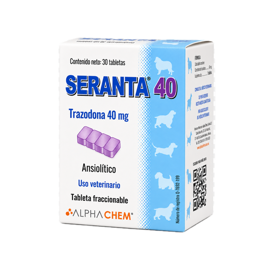 Seranta 40 Trazodona 40 mg para Perros | 30 Tabletas