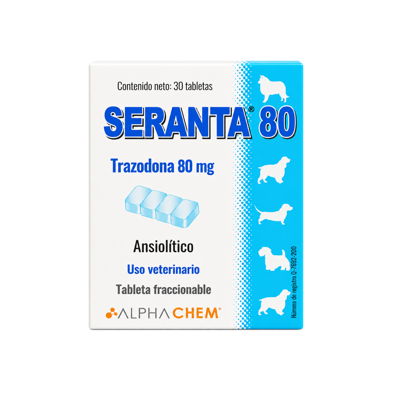 Seranta 80 Trazodona 80 mg para Perros | 30 Tabletas