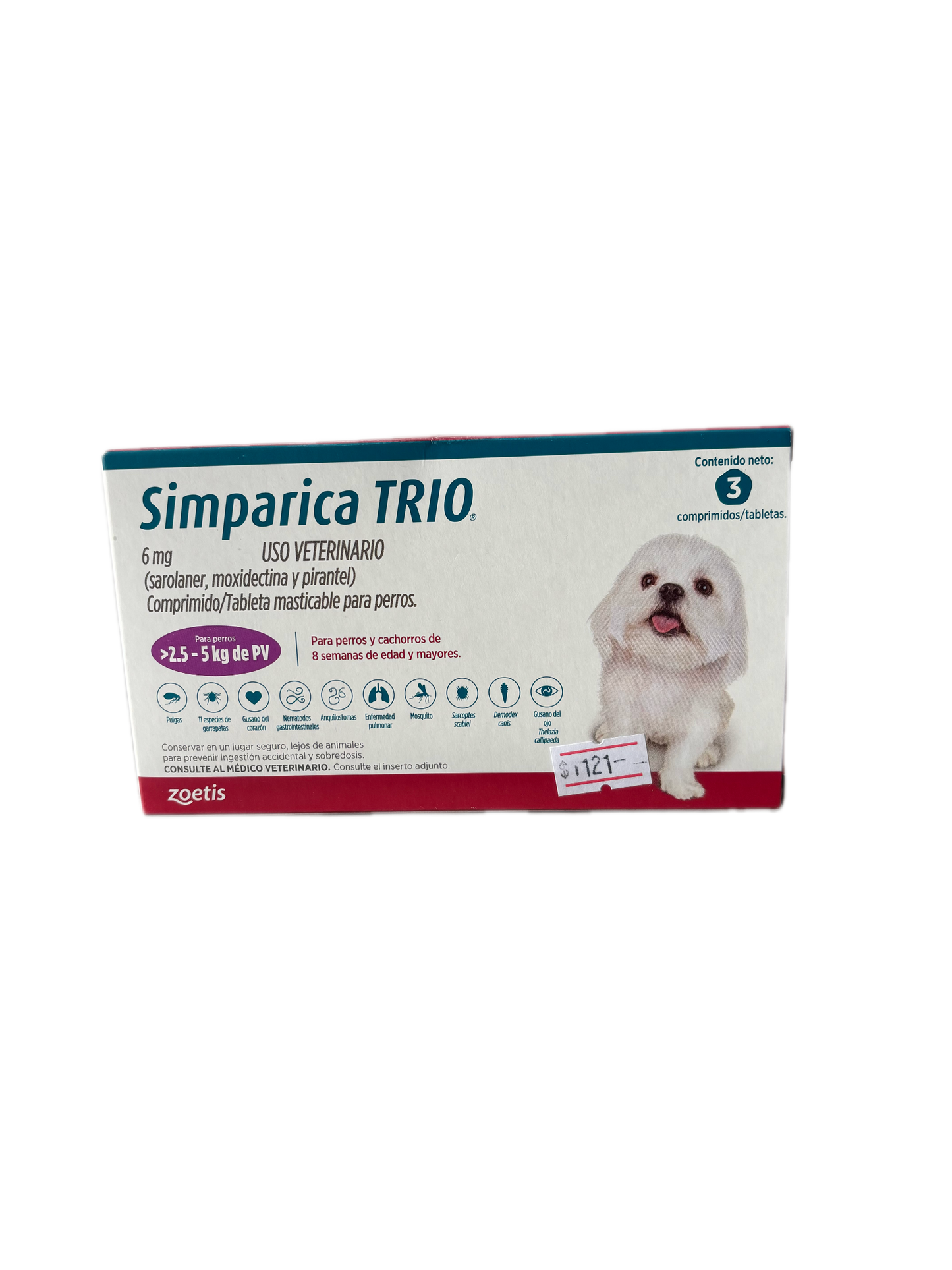 SIMPARICA TRIO 3 TABLETAS 2.5-5KG