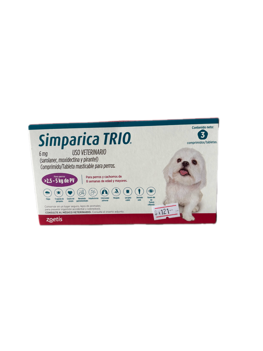SIMPARICA TRIO 3 TABLETAS 2.5-5KG