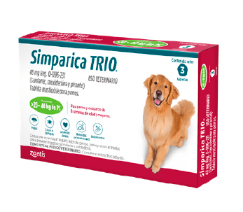 Simparica TRIO green 20.1-40 Kg 3 tabletas